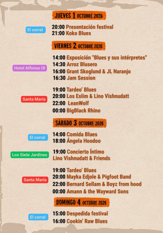 Programación XV Festival de Blues de Cáceres 2026